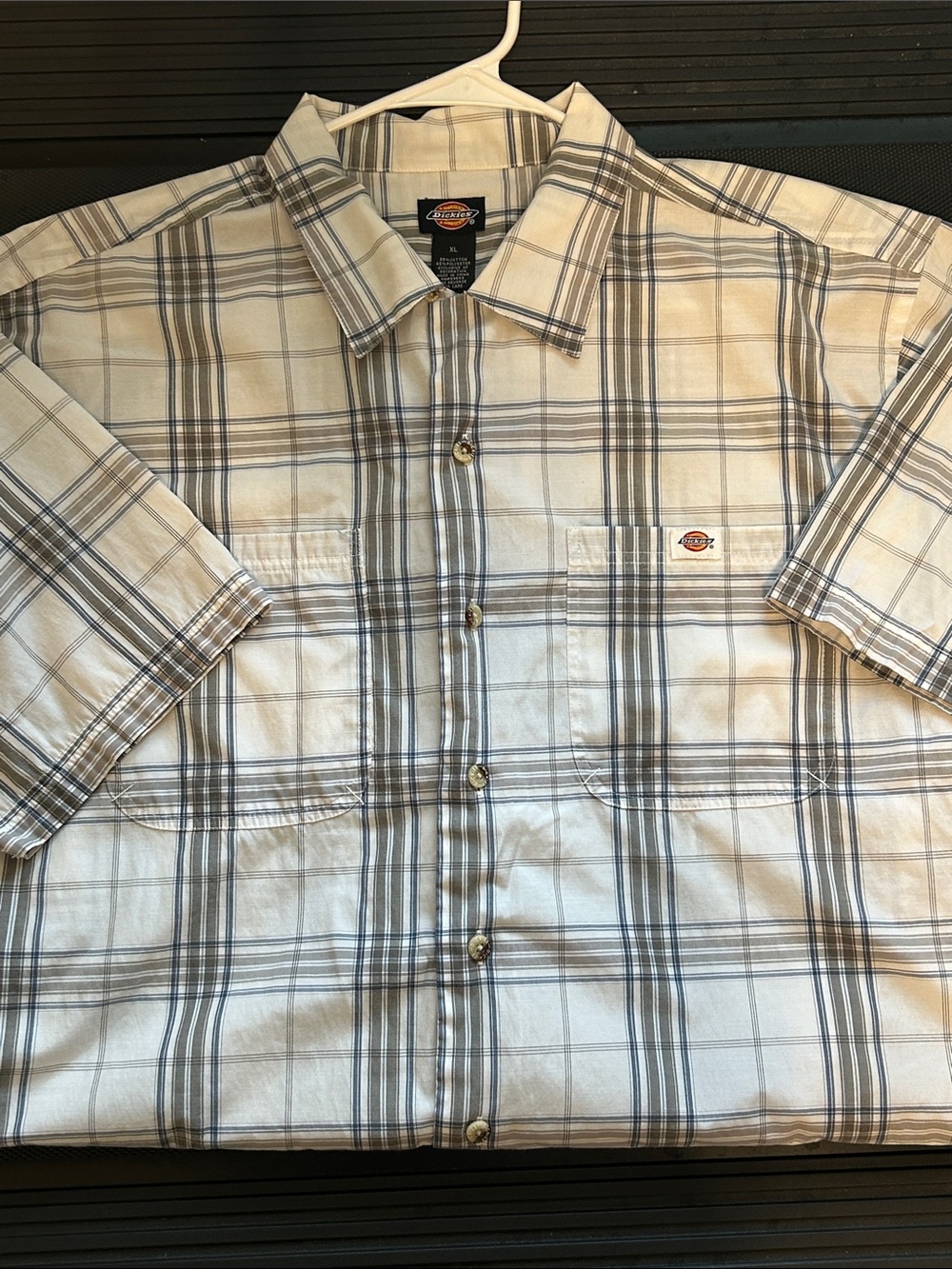 Dickies Blue and Gray Plaid Short-Sleeve Button-Down Shirt